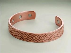 Brazalete de Cobre Hecho a Mano, Brazalete Abierto con Grabado Láser de Rayas Diagonales, Imitación Antigua, Ecológico, para Boda - Product Image 3