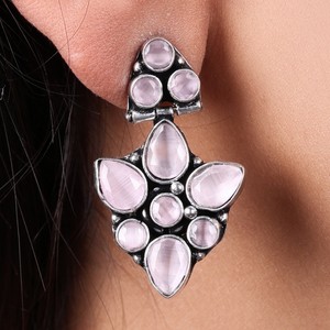 Latest Design Wholesale Oxidized <b>Silver</b> Multi Stone <b>Dangle</b> <b>Earrings</b> Bulk Supplier | Direct Factory Manufacturer | Hot Selling - Product Image 2