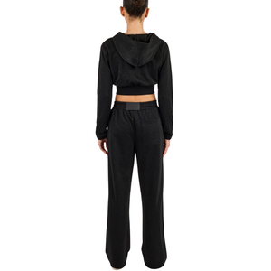 Womens Cropped Full Zip Hooded Tracksuit Set Slim Fit Long Sleeve Top Wide Leg <b>Trouser</b> Elastic Waist Two Piece Streetwear - Product Image 2