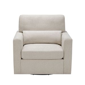 Sedia Girevole Ergonomica con Imbottitura in Bouclé Beige, Struttura in Legno Massello, Arredamento Moderno per Soggiorno - Product Image 2