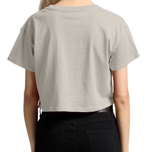 Camiseta Corta Blanca Informal para Mujer, Lisa, Personalizable, para Uso Diario, Ligera, de Algodón, Manga Corta, Cuello Redondo - Product Image 2