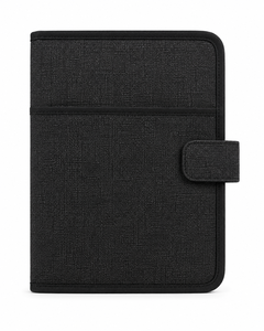 แฟ้มธุรกิจผ้าปอกระเจาสีดำ AMANI พร้อมสายรัดปิด H-14" W-11" - Product Image 1