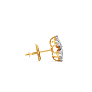 Boucles d'oreilles clous en diamant motif floral doré - Product Image 3