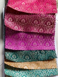 Tissu brodé en brocart, motif jacquard tissé métallique - Product Image 3