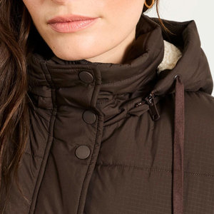 Chaqueta de plumón con botones para mujer, talla grande, estilo urbano, diseño de cuello con capucha, cálida, de alta calidad - Product Image 4