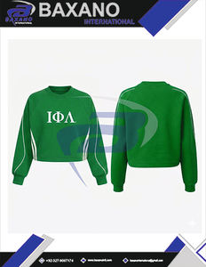 Sudadera Corta Verde y Blanca de la Hermandad Iota Phi Lambda con Bordado Blanco y Diseño de Ribete IPL, Ropa Universitaria - Product Image 4
