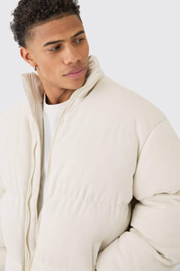 Custom Winter Logo Fashion Boxy Canvas Stand Collar Puffer <b>Windbreaker</b> with Shiny <b>Black</b> - Product Image 6