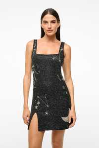Minivestido de hombros descubiertos más de moda para mujer, ecológico, para playa, con encaje, lentejuelas, botones, cremallera y abalorios, tejido. - Product Image 4