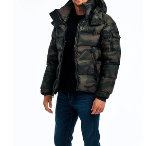 <b>Men's</b> Camouflage Hooded Puffer <b>Jacket</b> Full Sleeve Zipper Closure Padded Winter Outerwear Regular Fit Adult Streetwear Style - Product Image 3