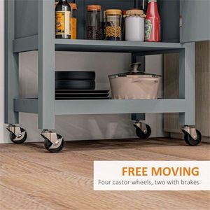 Carrello da Cucina dal Design Moderno, Mobile Portatile con Funzioni Regolabili, Realizzato in Acciaio al Carbonio, Quercia e Ferro - Product Image 5