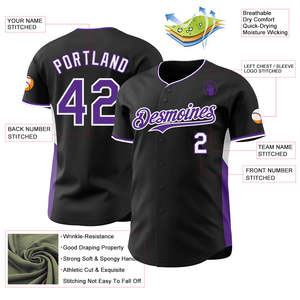 Achetez maintenant un maillot de baseball noir, uniforme d'équipe professionnel, personnalisation du logo de l'équipe, nom, numéro, exportation mondiale - Product Image 3