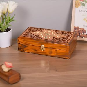 Wooden Jewelry <b>Box</b> for Women Handmade Storage Organizer with Compartments Decorative Keepsake Gift <b>Box</b> - Product Image 2