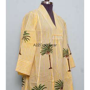 เดรสยาวผ้าฝ้ายพิมพ์ลายดอกไม้แบบแฮนด์บล็อก คอวี แขนยาว ผ้าไม่ถักทอ เป็นมิตรกับสิ่งแวดล้อม สไตล์โบฮีเมียน สำหรับใส่ในฤดูร้อน - Product Image 5