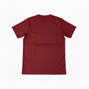 เสื้อยืดคอกลมแขนสั้นสีพื้นสำหรับผู้ชาย ทรงปกติ สวมใส่สบาย ผ้าเจอร์ซีย์ถัก 100% ผ้าฝ้าย สีแดง ระบายอากาศได้ดี - Product Image 3
