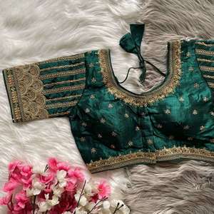 Designer Bridal Wear Heavy Embroidery Work Silk <b>Readymade</b> <b>Blouse</b> - Product Image 6