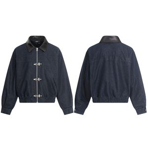 Veste en jean bleu foncé unisexe de haute qualité pour moto, manches longues, coupe-vent, pour l'automne - Product Image 1