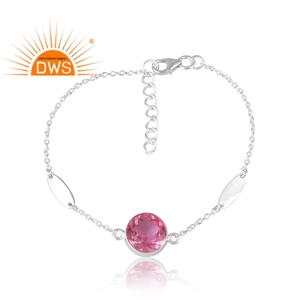 Diseño de tendencia Plata de ley Doublet Kunzite Cuarzo Pulsera de piedras preciosas Fabricación de joyería personalizada - Product Image 3