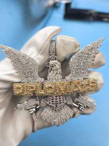 GRA Certified Moissanite <b>Diamond</b> Iced Out Eagle Pendant <b>Necklace</b> In 925 <b>Silver</b> Hip Hop Jewelry For Men Luxury Fashion From India - Product Image 1