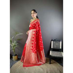 Sari de Seda Lichi Vaishali Banarasi - Sari Tradicional Tejido a Mano - Product Image 3