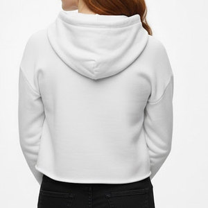 Sudadera Corta Blanca para Mujer, Manga Regular, Color Sólido, Tejido de Algodón, Informal, para Otoño - Product Image 4