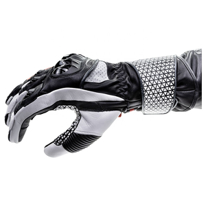 Guantes de Motociclismo de Cuero Blanco y Negro, Protección Completa para los Dedos, Protector de Nudillos Duro, Equipo de Conducción Unisex - Product Image 4