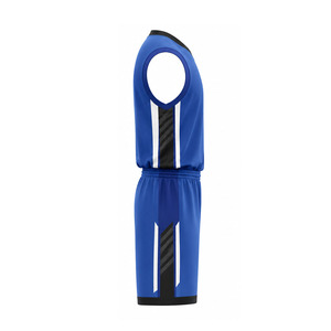 Unisex Blue Basketball Uniform Wholesale Sleeveless O-Neck Quick Dry <b>Athletic</b> Uniform Striped Design Elastic Waist Shorts - Product Image 6