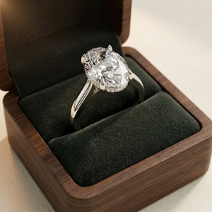 Anillo de Moissanita de Plata 925 con Corte Ovalado y Halo Oculto, Chapado en Rodio, para Compromiso o Boda, el Más Vendido al Mejor Precio - Product Image 2