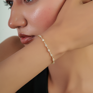 Exclusive Design Luxurious Pure 14K Yellow <b>Gold</b> Real Diamond Stacking Tennis Bracelet Latest Classic Gift For Wedding Jewelry - Product Image 2