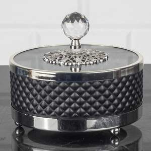 Boîte élégante en cristal argenté pour servir le chocolat, avec un design noir matelassé, boîte de rangement moderne de qualité supérieure pour bonbons - Product Image 1