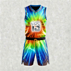Ensemble de maillot et short de basketball respirant en mesh pour les tournois annuels et les compétitions d'équipe - Product Image 1