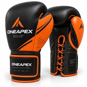 Guantes de Boxeo Negros y Naranjas, Guantes de Entrenamiento Profesional, Guantes de Boxeo Acolchados, Logotipo Personalizado OEM, Guantes Deportivos al por Mayor - Product Image 1