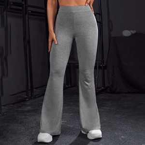 Leggings acampanados de cintura alta para mujer, pantalones de yoga elásticos de secado rápido con malla, efecto push-up y levantamiento de glúteos, ideales para el gimnasio y el entrenamiento. - Product Image 1
