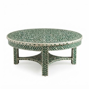 Table basse artisanale en os incrusté rose, mosaïque florale de luxe, pour salon, mobilier de qualité supérieure, fabrication indienne. - Product Image 5