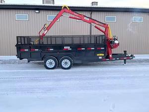 Dual Axle Tractor <b>Trailer</b> Farm Dump with Forklift Crane Cargo Hauling Tongue Crate Transport Utility New - Product Image 3