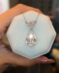 Pendentif en diamant cultivé en laboratoire certifié IGI, taille poire et cœur, collier de mariée en or jaune 14 carats - Product Image 3