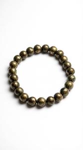 Bracelet extensible en perles de pyrite naturelle 8 mm, pierre précieuse, tendance pour femme, certifié par un tiers, vente en gros, Brandon Jewel - Product Image 3