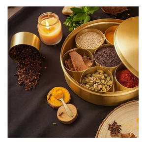 Traditional Brass Spice <b>Box</b> Best Price Premium 7-Compartment Square Brass Spice <b>Box</b> Wholesale Price - Product Image 1