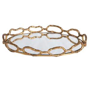 Plateau de luxe argenté avec bordure dorée texturée, plat de rangement, plateau pour confiseries gourmandes, vaisselle de fête, vente en gros - Product Image 6