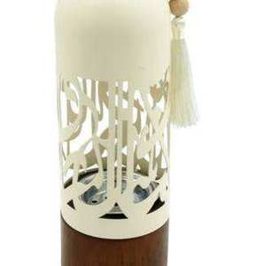Brûleur d'encens moderne en calligraphie arabe, brûleur de Bakhoor en métal avec dôme, base en bois, Oud Mabkhara, centre de table - Product Image 2