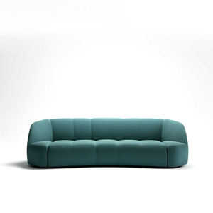 Sofá Curvo de Lujo en Bouclé Blanco, Sofá Moderno de 3 Plazas con Forma Orgánica, Tapizado con Canales Verticales y Silueta Escultural - Product Image 4