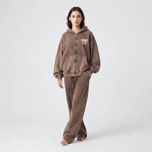 Ensemble de survêtement pour femme, taille standard, personnalisé, délavé à l'acide, tendance, haute qualité, couleur unie, en coton, deux pièces (joggers et sweat-shirt) - Product Image 6