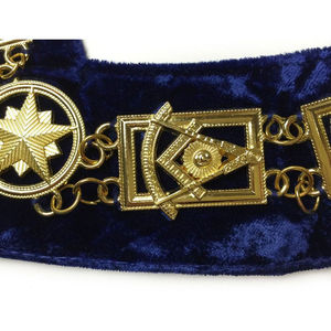 Collar de Cadena del Capítulo Arco Real, Chapado en Oro sobre Terciopelo Rojo, Regalia Masónica, Rito Escocés 33, Collares de Cadena Masónicos de 33 Grados - Product Image 4