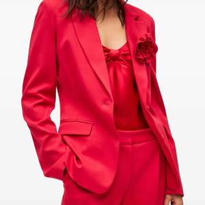 New Commuting Style Women <b>Red</b> Blazer <b>Suit</b> Jacket Loose 3D Rose Elegant Office Fashion Wholesale Custom Logo Long Sleeve Outfit - Product Image 5