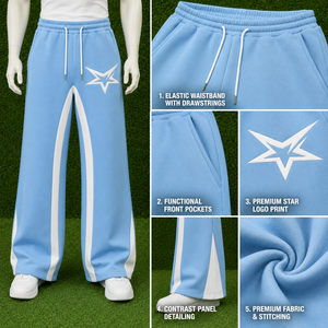 Pantalones Deportivos Holgados con Estampado de Estrellas y Logotipo Personalizado, Pantalones de Chándal Anchos de Estilo Urbano para Hombre, Pantalones Deportivos Unisex Casuales de Algodón y Felpa - Product Image 5