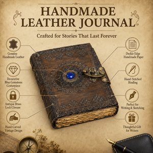 Lapis Lazuli Leather Journal Handmade Book A5 Gift Shadows Vintage Grimoire Notebook Embossed Leather Diary Antique Lock Blank - Product Image 5