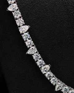 Collier tennis en diamants de laboratoire taille poire et taille ronde, serti pavé, mélange de tailles, style hip-hop, certifié, bijoux de mariage - Product Image 2