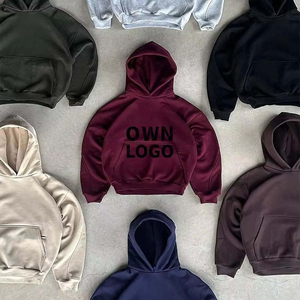 <b>Men</b> Fleece Streetwear 2 in 1 Printed Front Tracksuit Set Hooded Pullover Jacket <b>Flared</b> Pants Casual Winter Sweatwear OEM Custom - Product Image 2