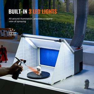 Kit de Cabina de Pintura Portátil con Aerógrafo, Luces LED y Ventilador de Extracción, Manguera de Extensión Incluida - Product Image 4