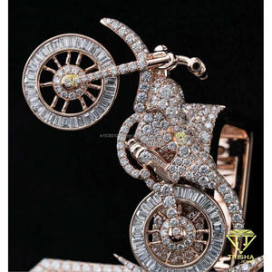 Fashion 925 Silver Rose Gold Plated GIA Certified Lab Grown Bike Rider <b>Name</b> Pendant Personalized Hip Hop Unisex Gift <b>Necklace</b> - Product Image 6