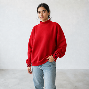 Sudadera Premium para Mujer con Cuello Alto, Ligera, de Algodón y Felpa, con Bordado Personalizado, Hombros Caídos y Puños Acanalados - Product Image 1